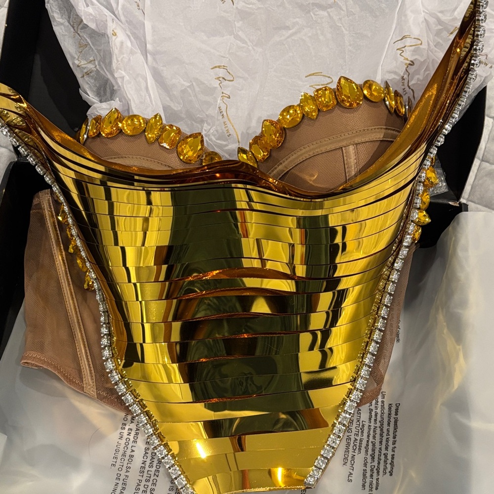 Keisha Rhinestone Metallic Skirt Set In Gold - Picture 2 of 8